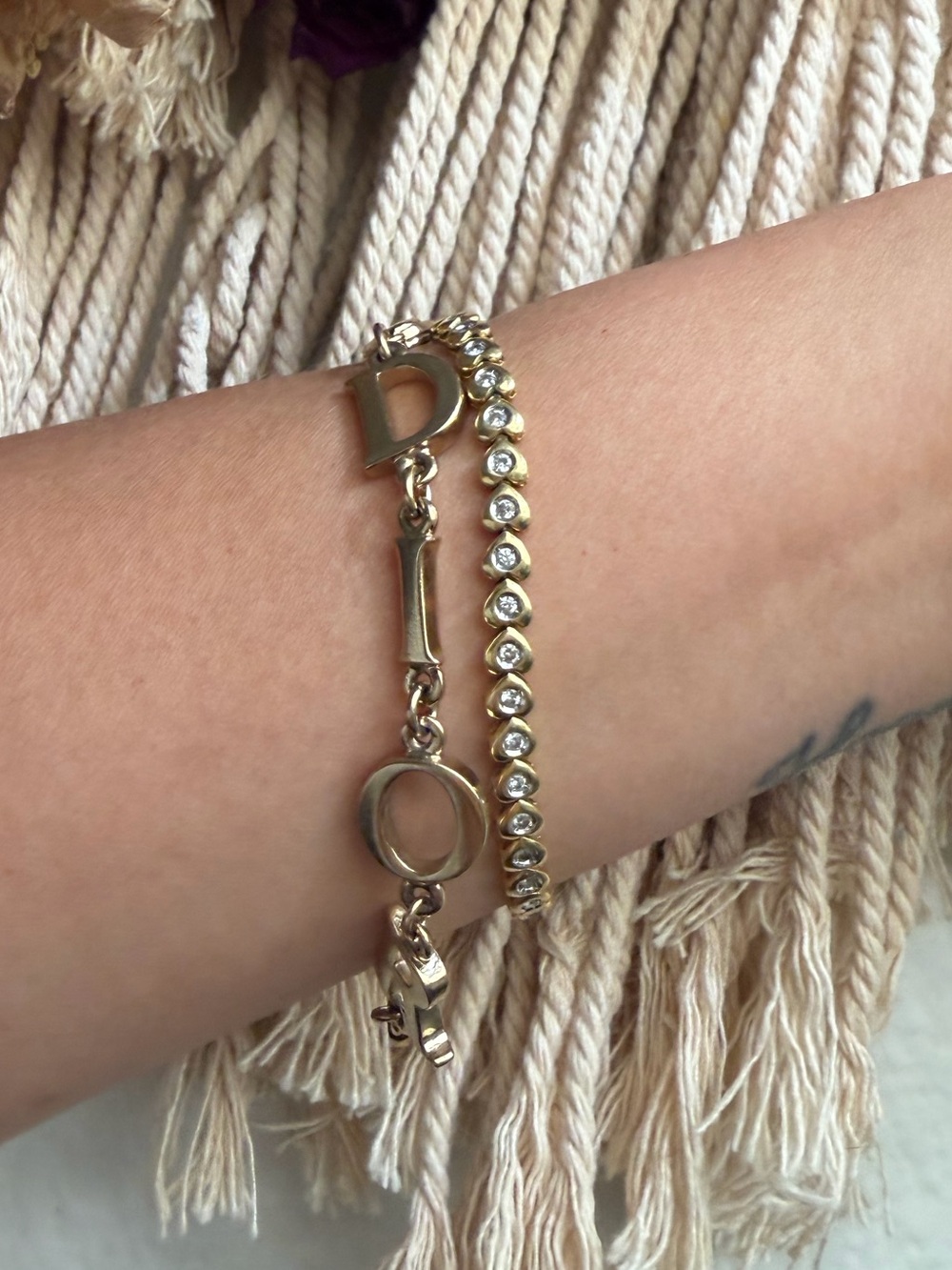 Vintage Christian Dior Paris Gold Tone ABC Bracelet with Dior box